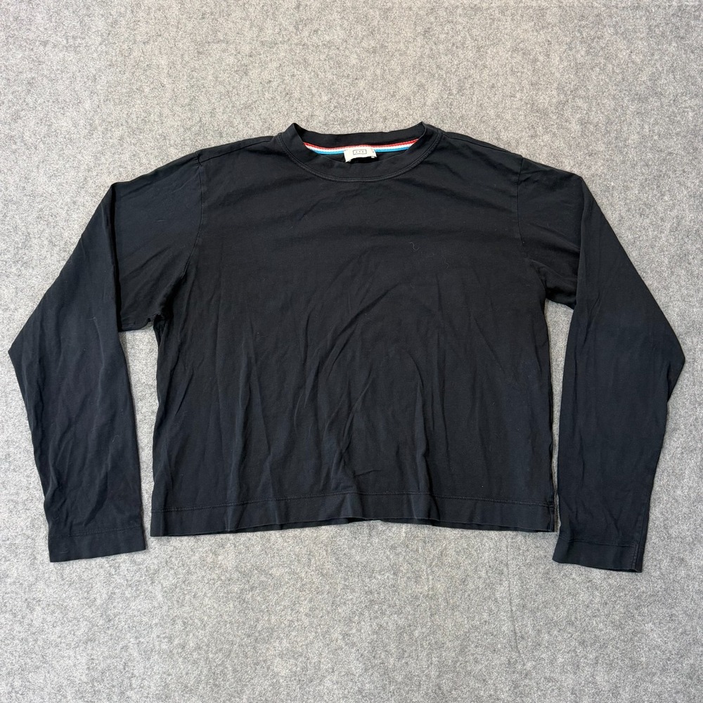 AYR Black Early Mornings Long Sleeve Crew Neck Tee T-Shirt Women's Size XL